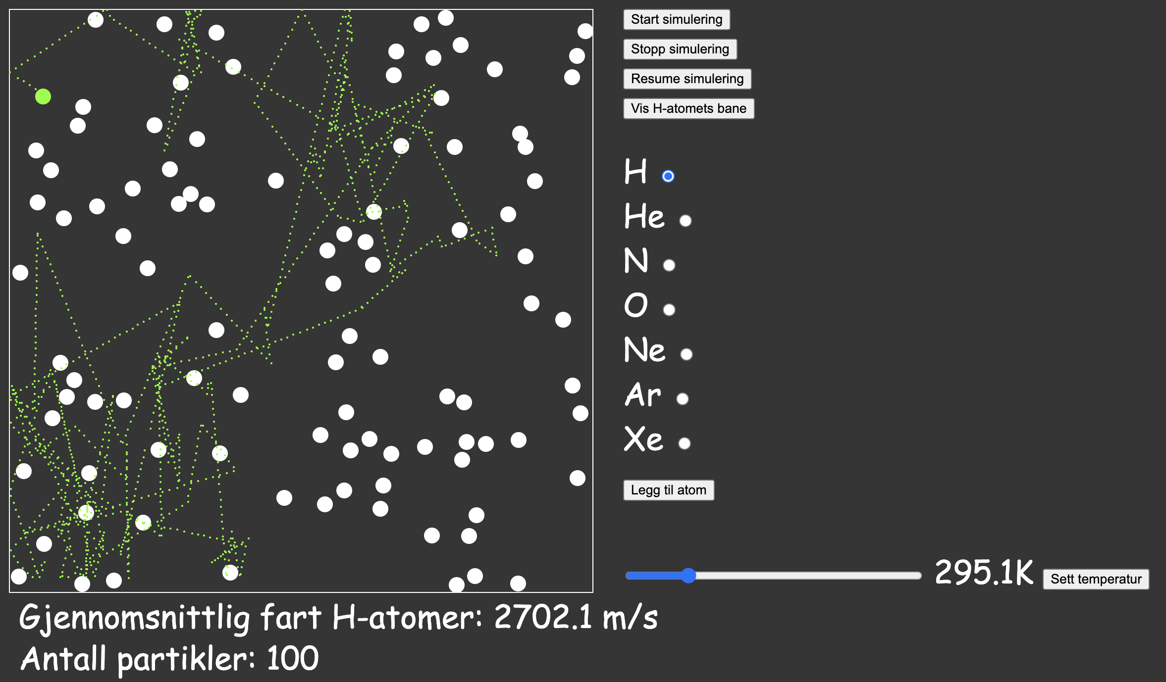 2D-box with one green hydrogen